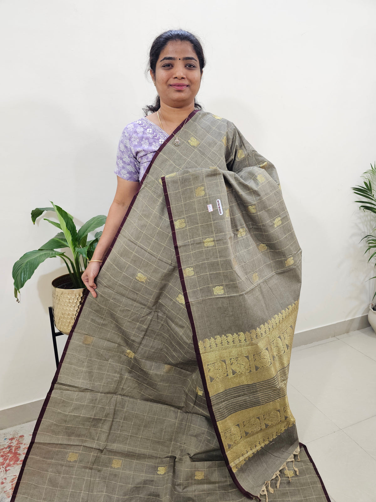 Kanchi Cotton Saree - Grey