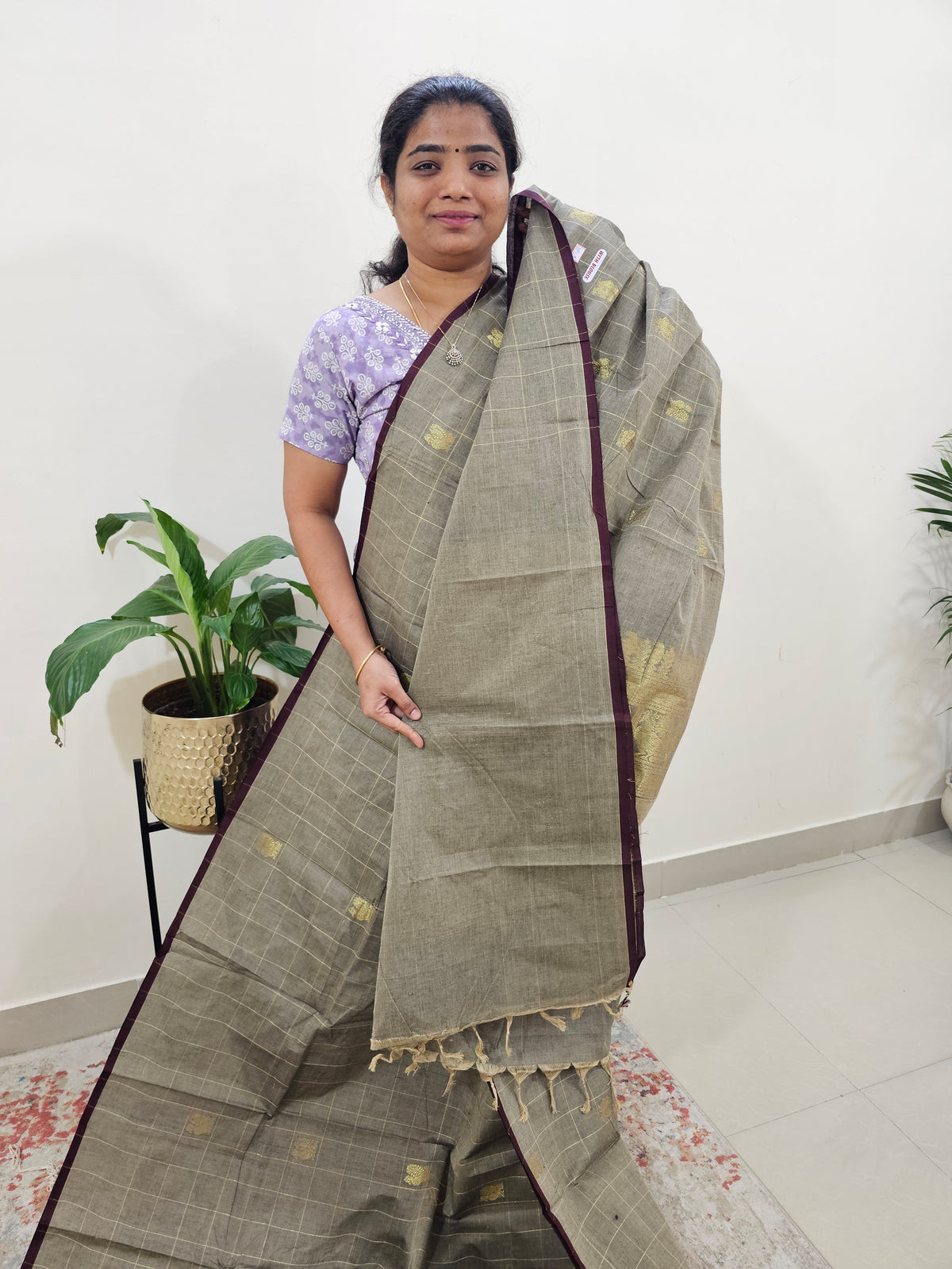 Kanchi Cotton Saree - Grey