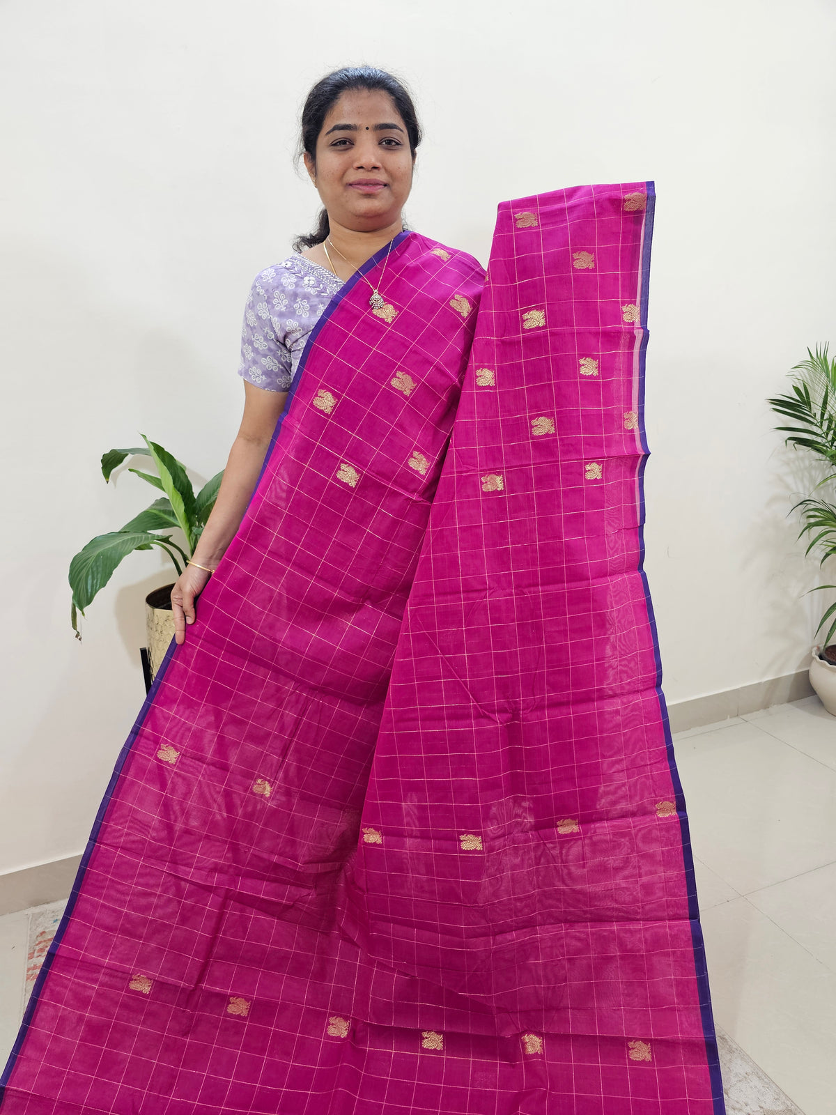 Kanchi Cotton Saree - Pink