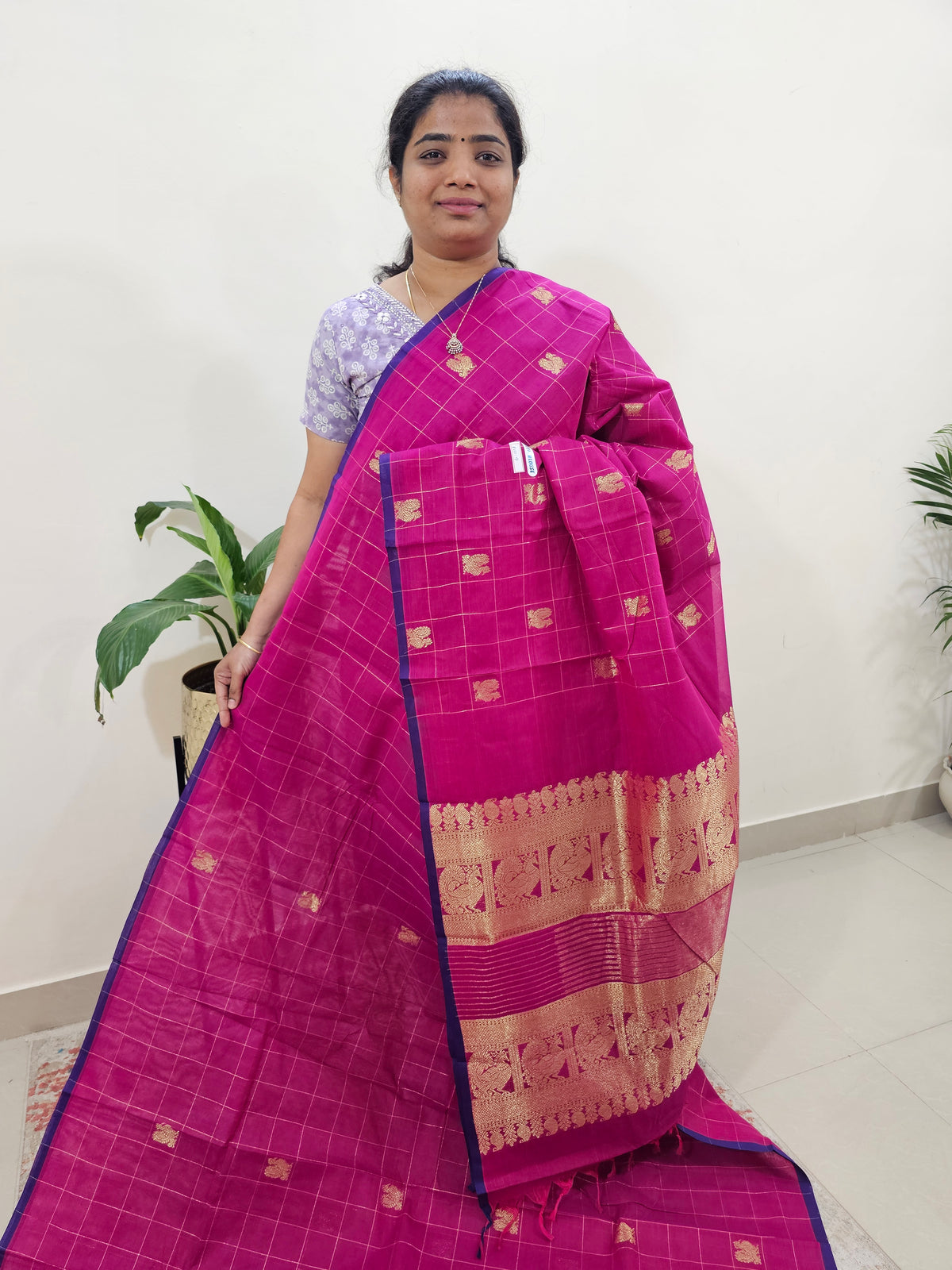 Kanchi Cotton Saree - Pink