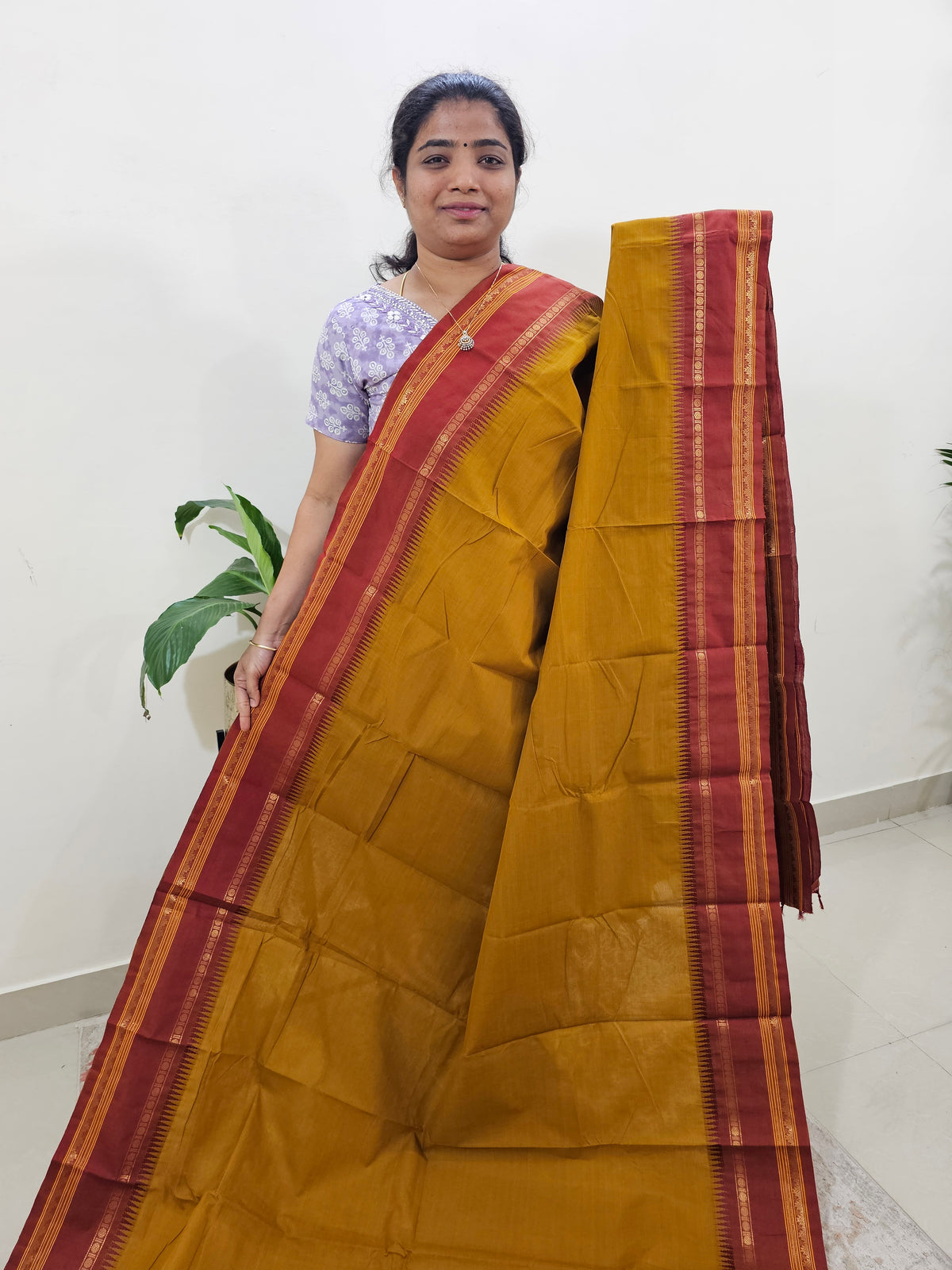 Kanchi Cotton Saree - Brown