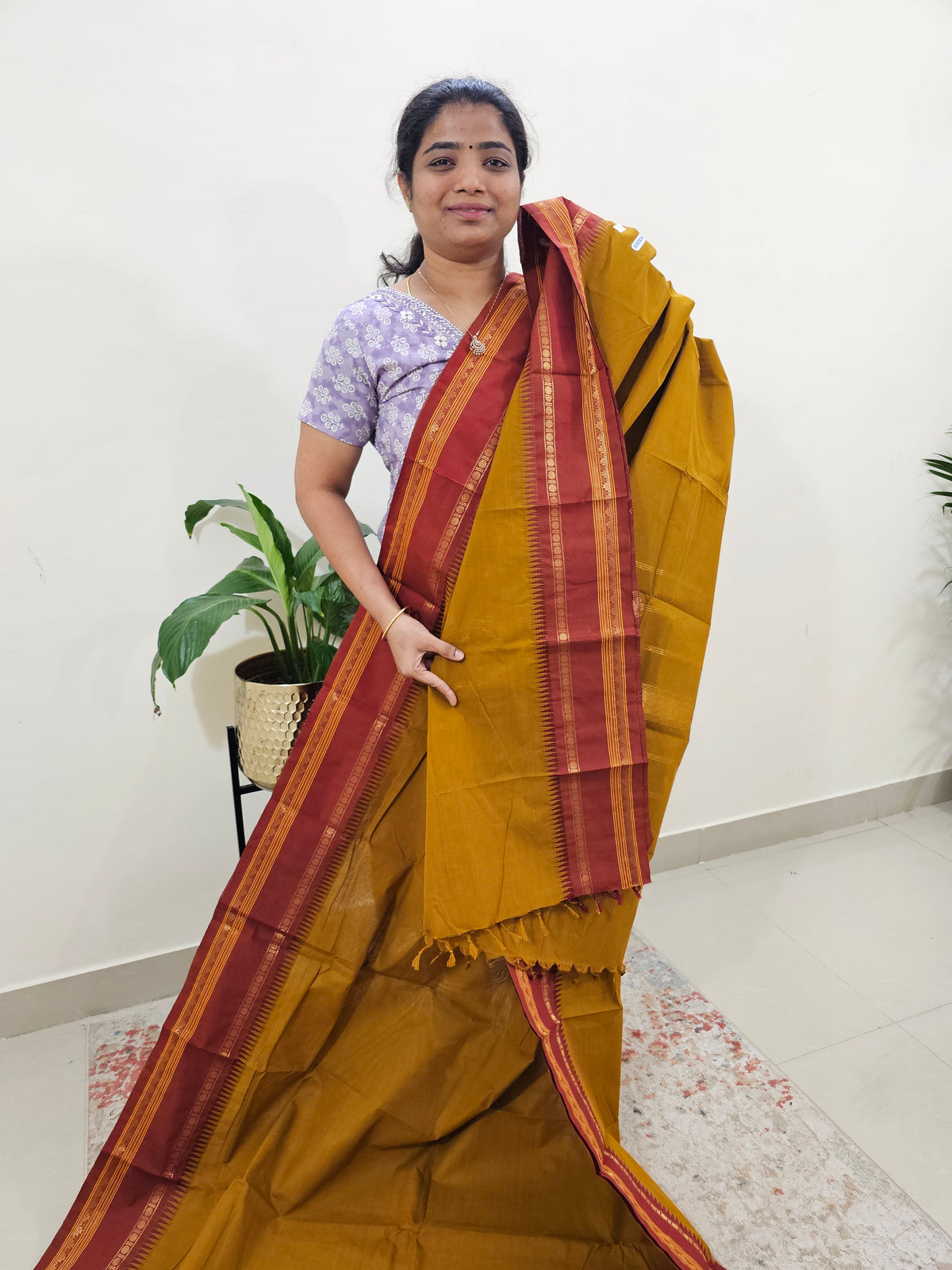 Kanchi Cotton Saree - Brown