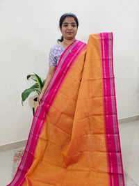 Kanchi Cotton Saree - Dual Shade Yellow cum Pink