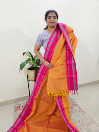 Kanchi Cotton Saree - Dual Shade Yellow cum Pink