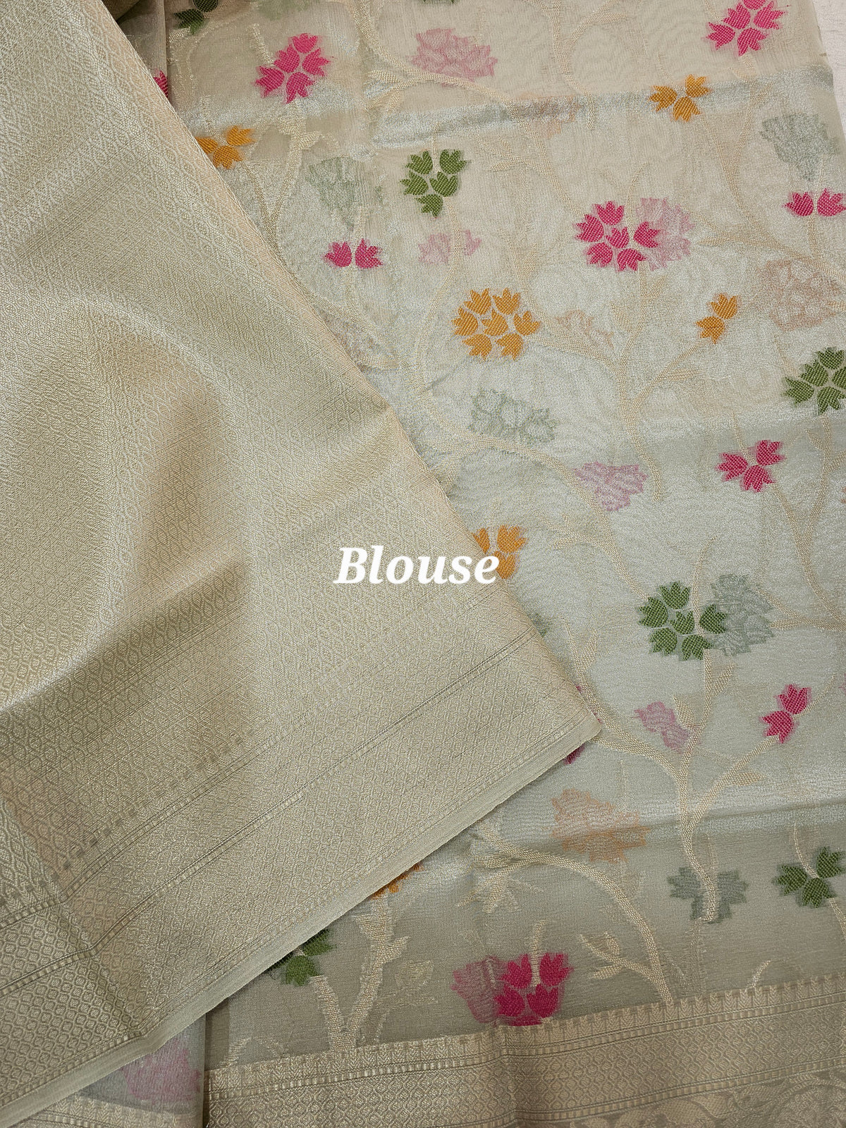 Kora Tissue Saree - Silver