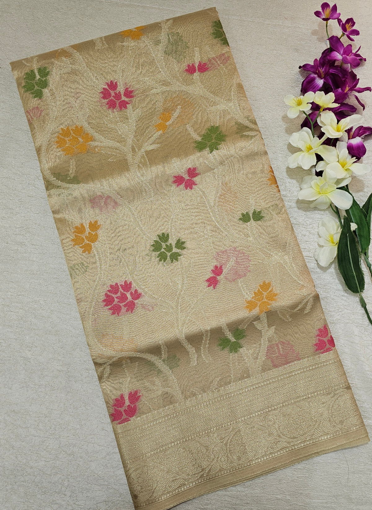 Kora Tissue Saree - Beige