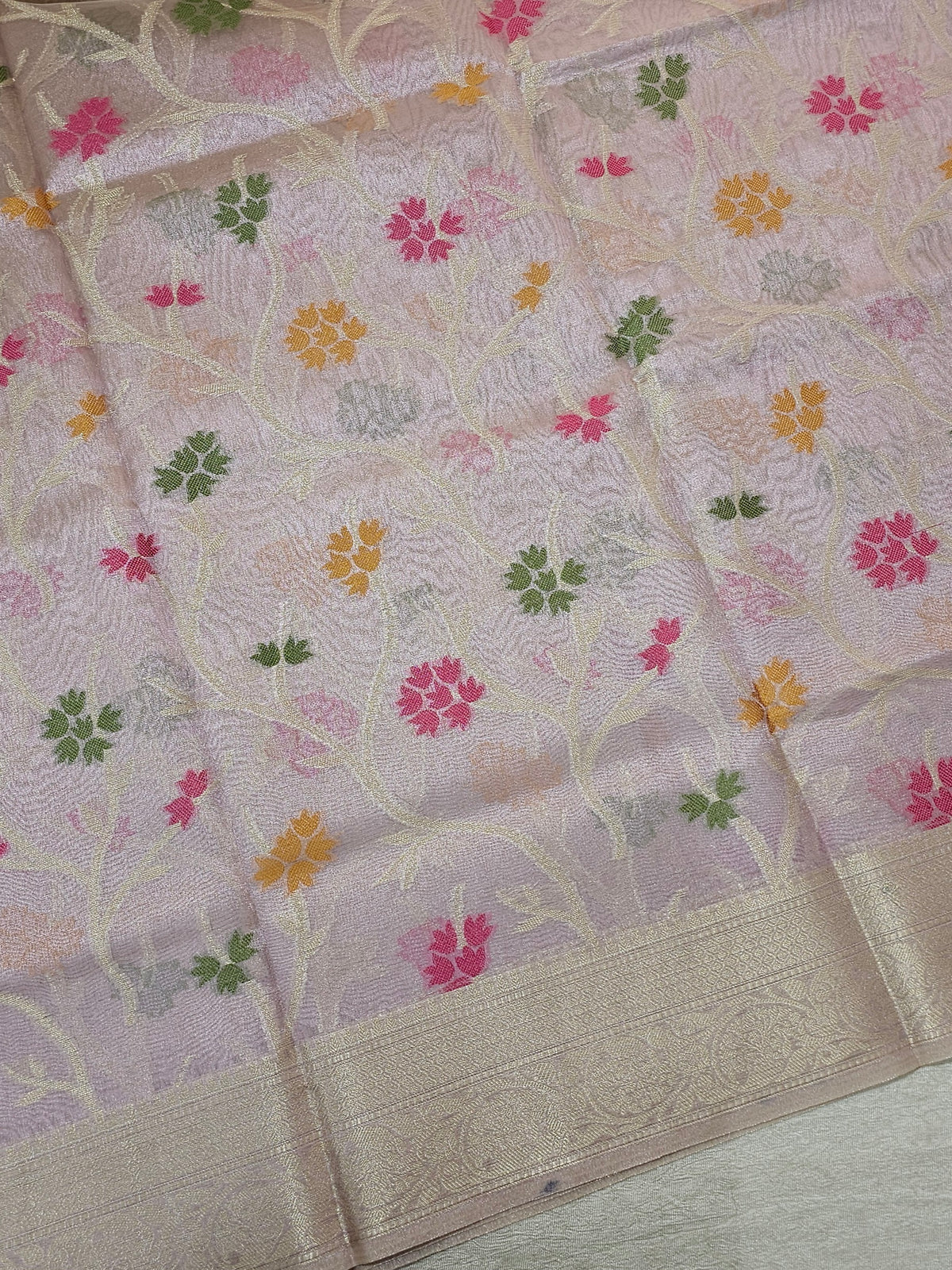 Kora Tissue Saree - Pink