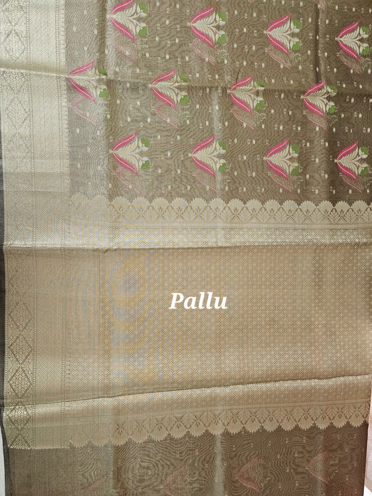 Kora Tissue Saree - Dark Beige