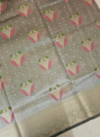 Kora Tissue Saree - Grey