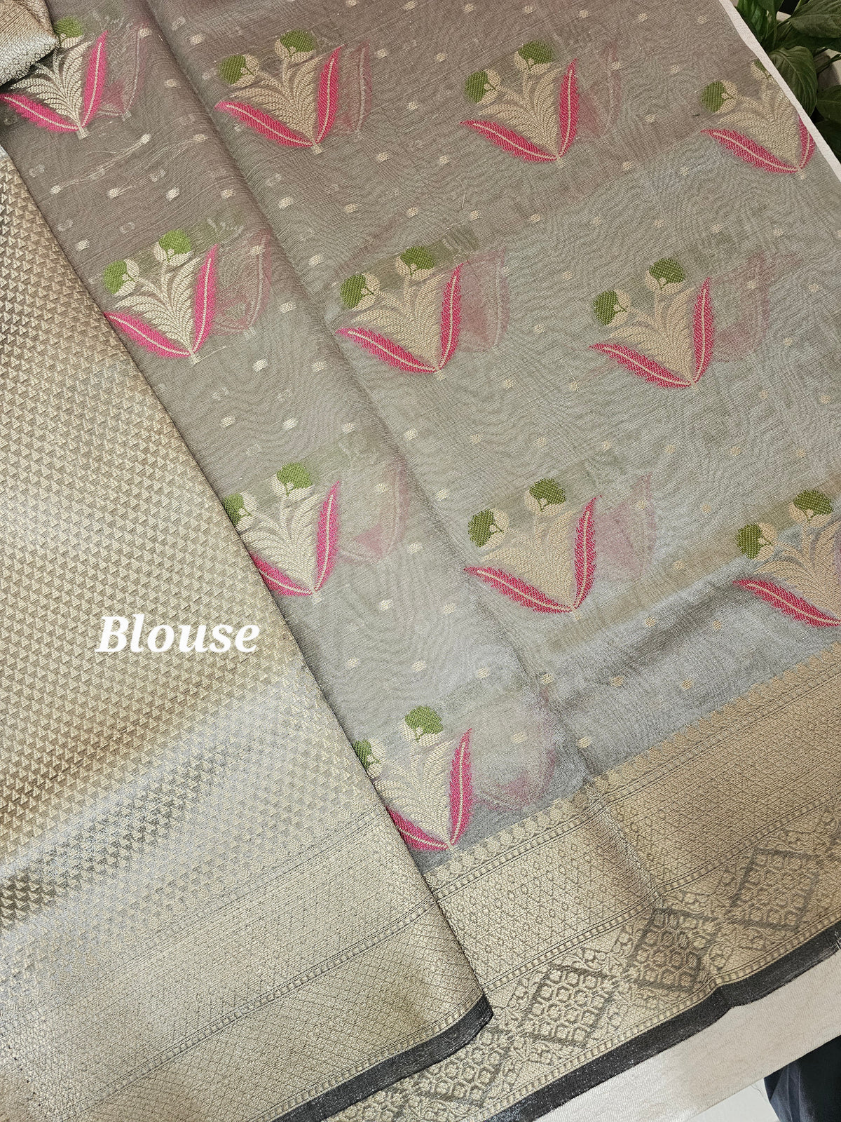 Kora Tissue Saree - Grey