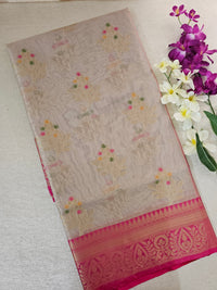 Kora Tissue Saree - Onion Pink