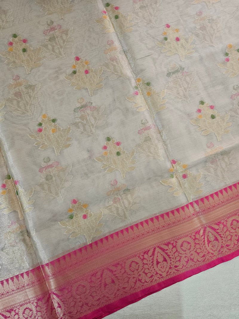 Kora Tissue Saree - Onion Pink