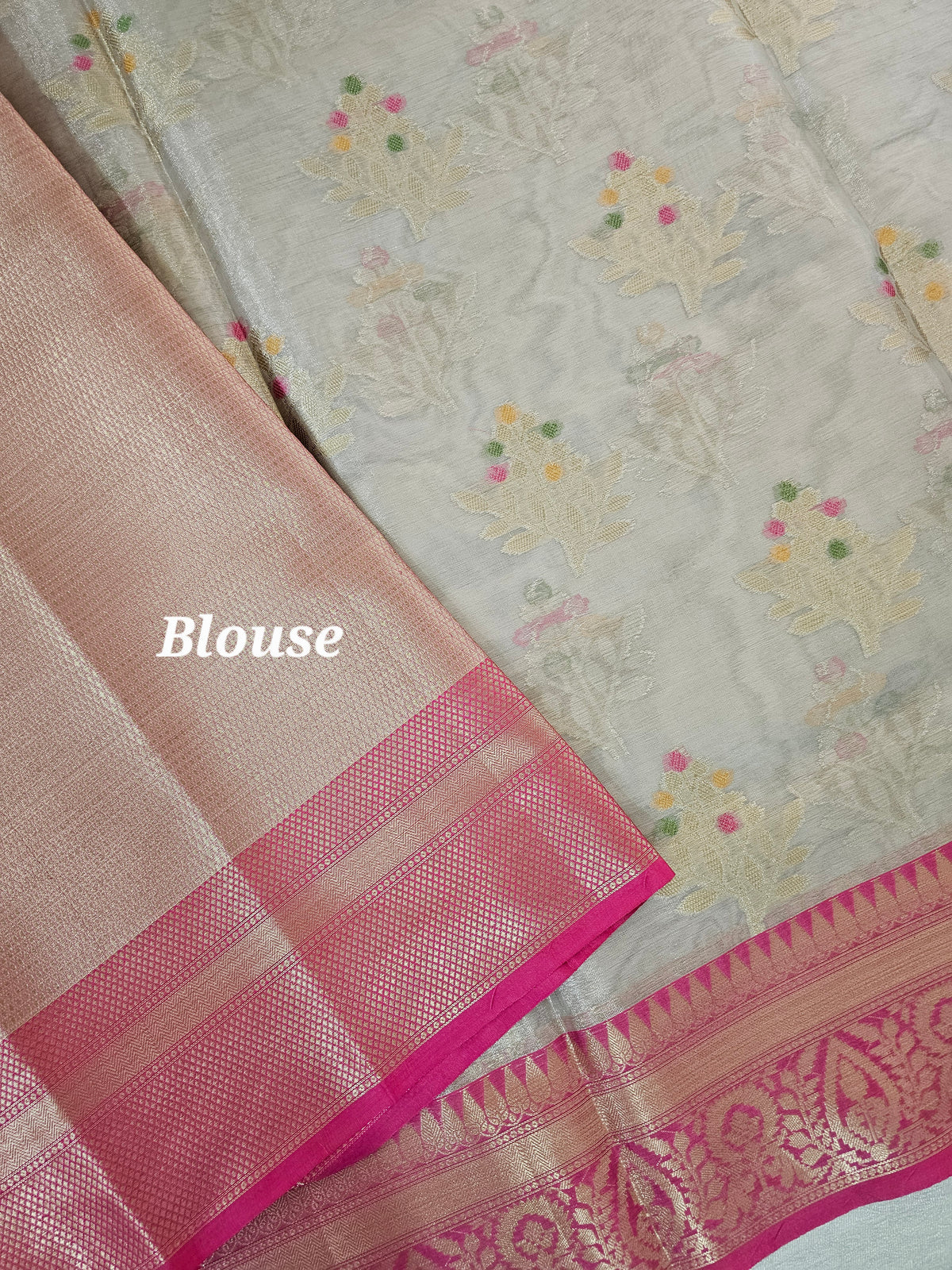 Kora Tissue Saree - Onion Pink