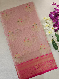 Kora Tissue Saree - Pink