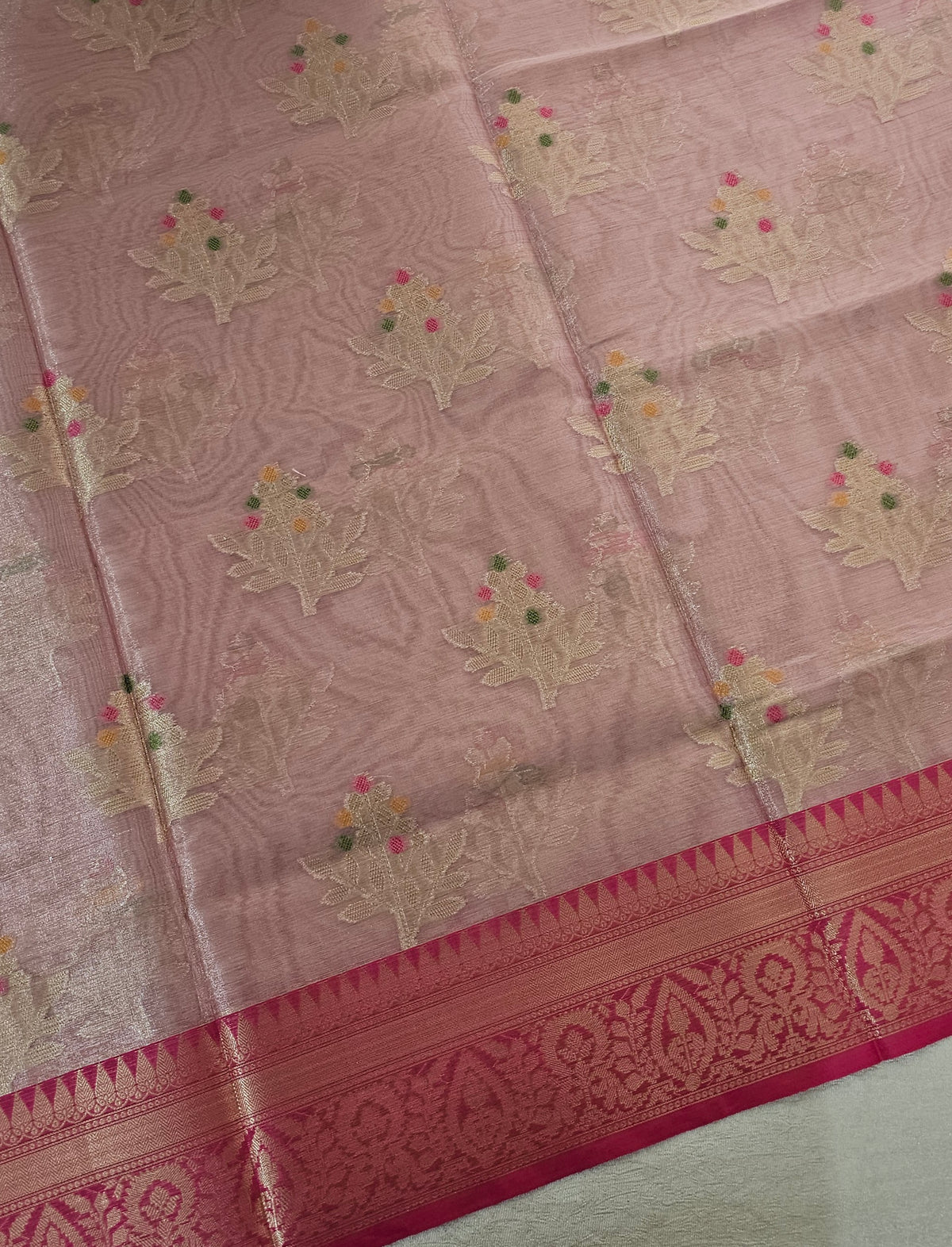 Kora Tissue Saree - Pink