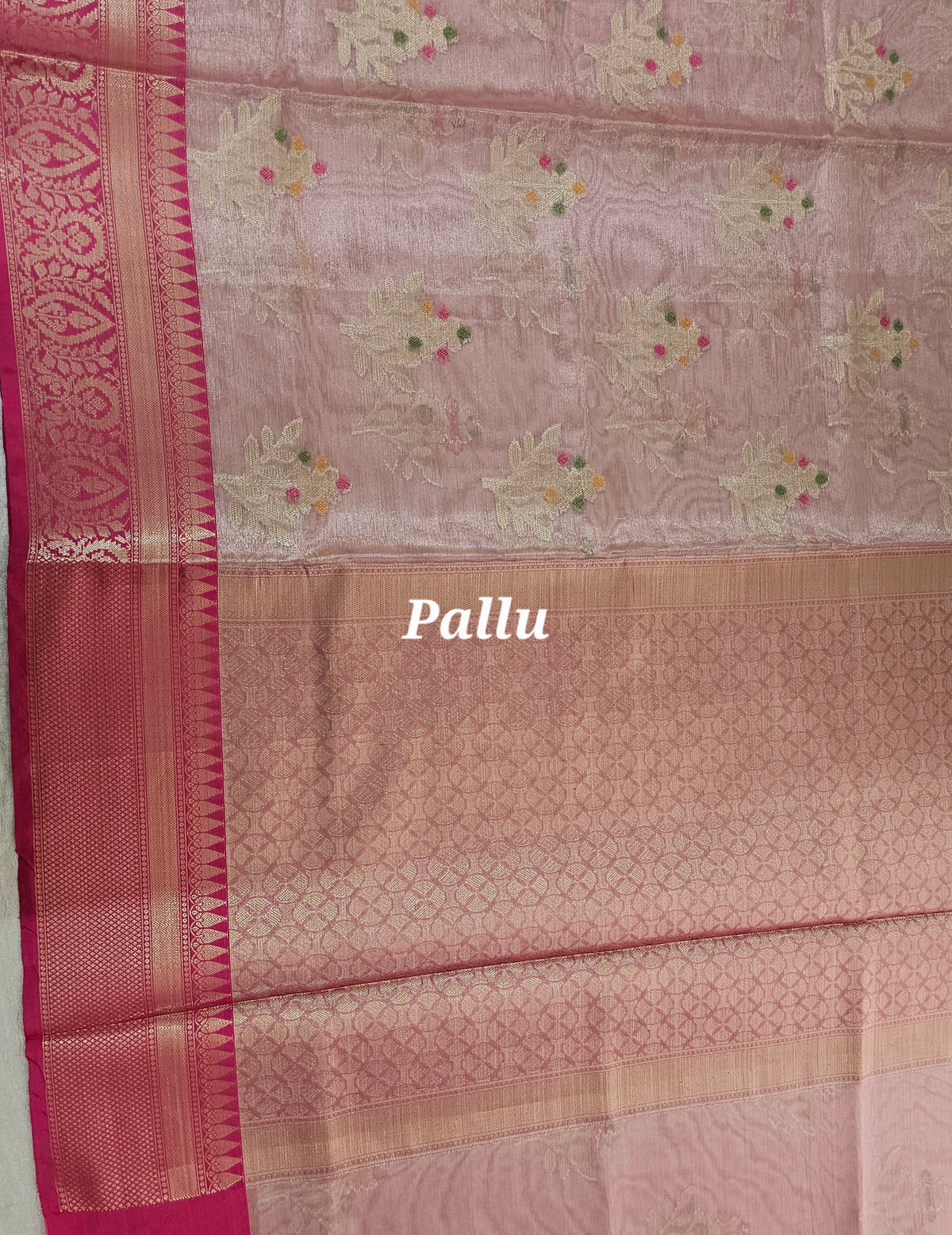 Kora Tissue Saree - Pink