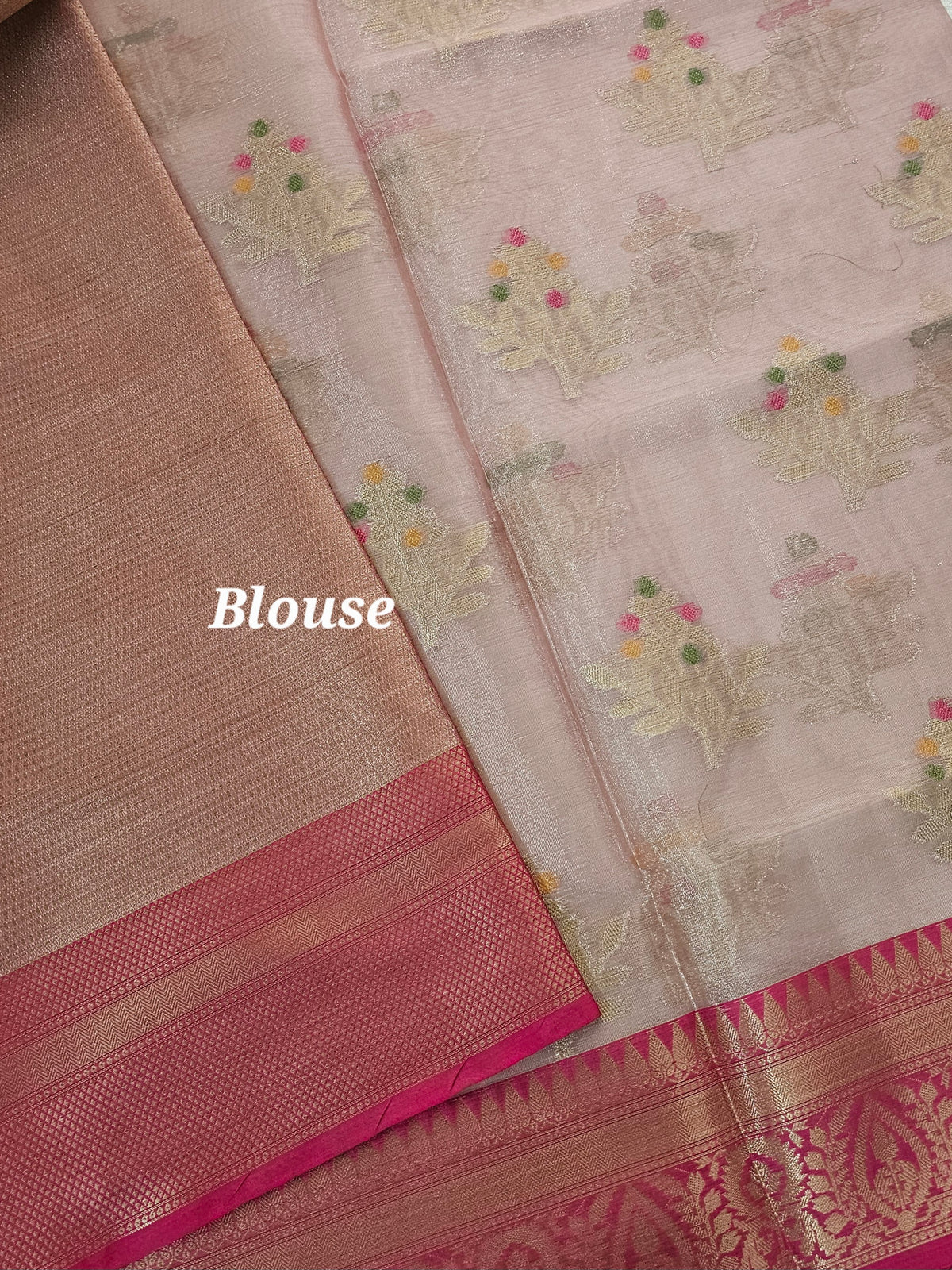 Kora Tissue Saree - Pink