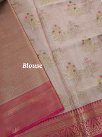 Kora Tissue Saree - Pink