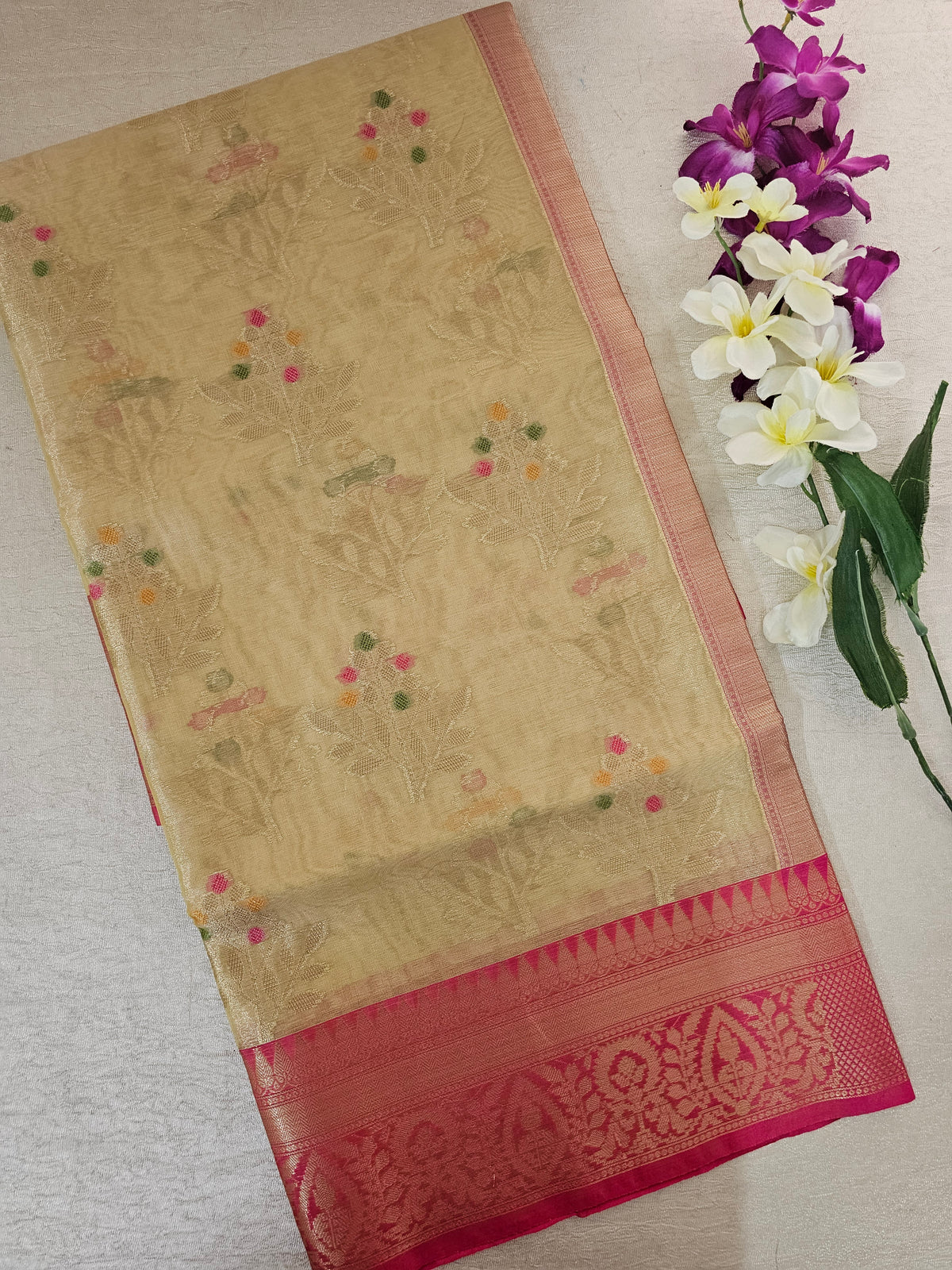 Kora Tissue Saree - Gold