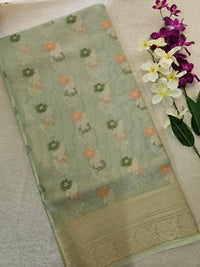 Kora Tissue Saree - Green