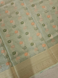 Kora Tissue Saree - Green