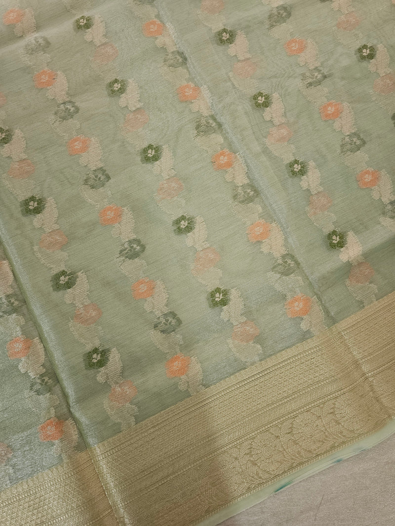 Kora Tissue Saree - Green