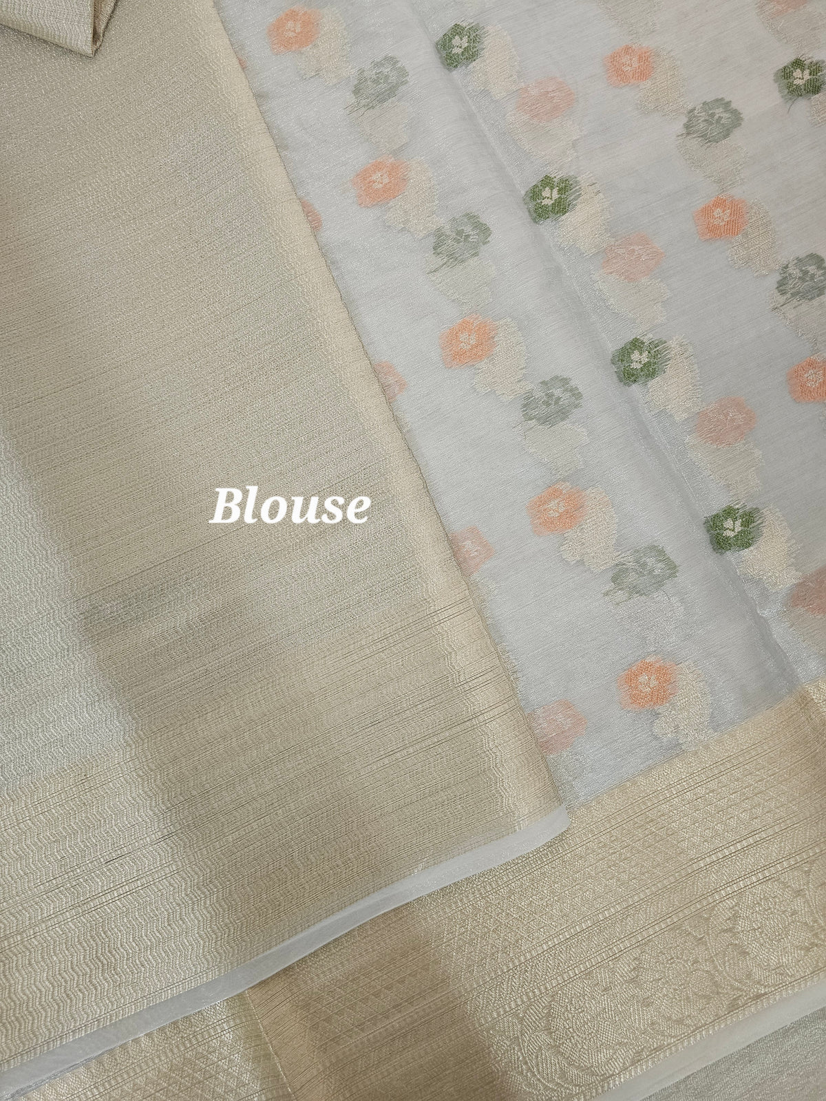 Kora Tissue Saree - Silver