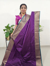 Purple with Sea Green Semi Kanjivaram Soft Silk Saree