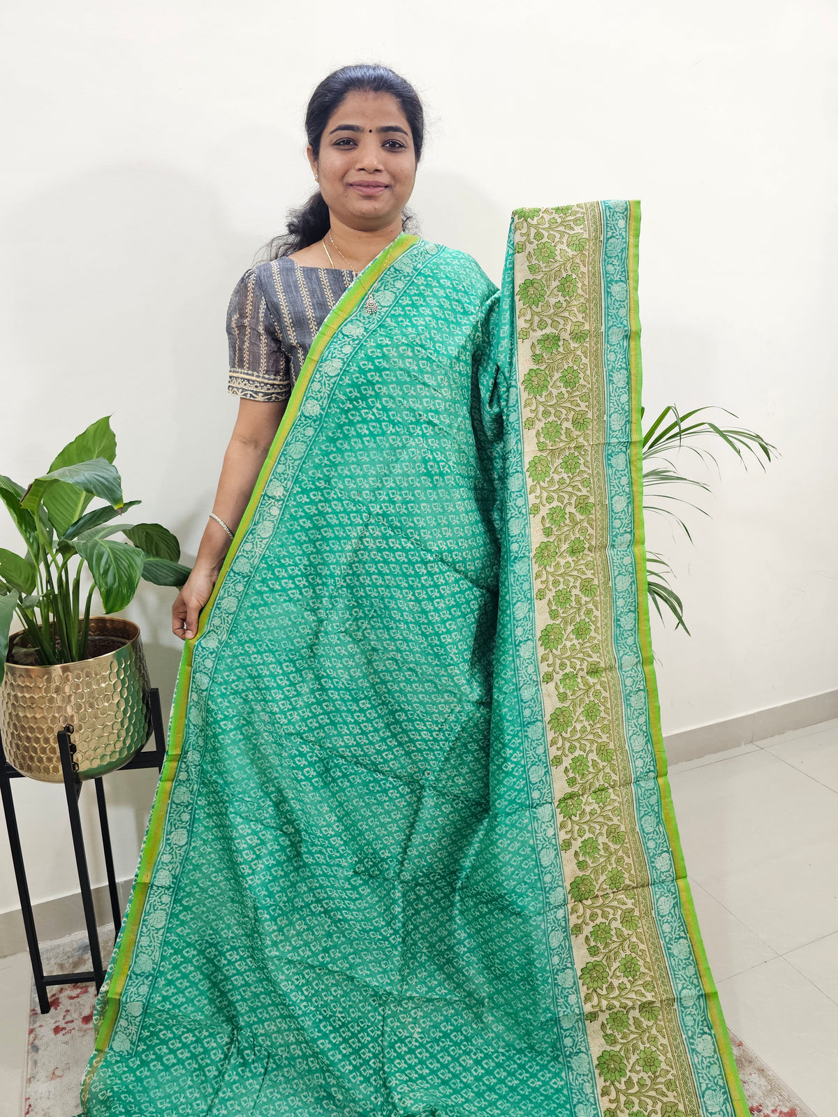 Pure Chanderi Butter Silk - Sea Green