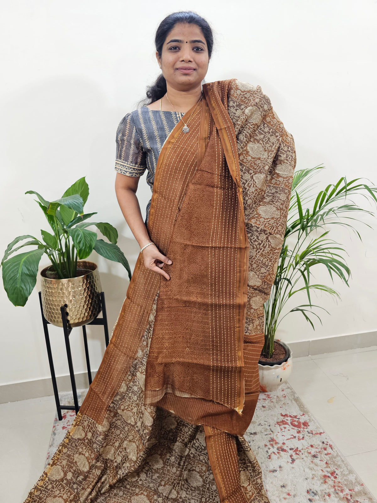 Pure Chanderi Butter Silk - Honey Brown