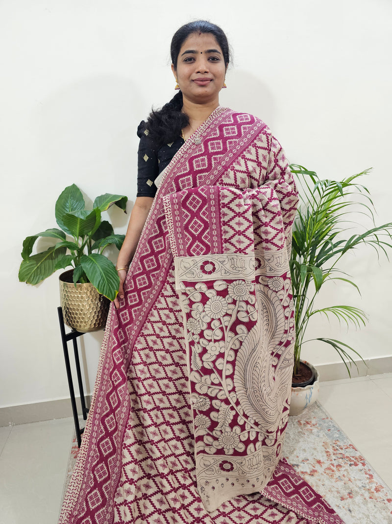 Cotton Kalamkari Saree - Pink