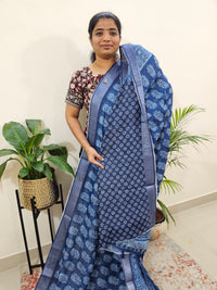 Indigo Linen Cotton with Digital Printed Sarees