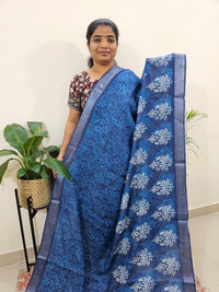 Indigo Linen Cotton with Digital Printed Sarees