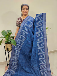 Indigo Linen Cotton with Digital Printed Sarees