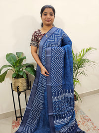 Indigo Linen Cotton with Digital Printed Sarees