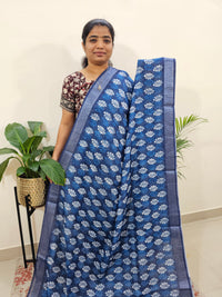 Indigo Linen Cotton with Digital Printed Sarees