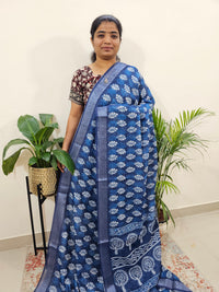 Indigo Linen Cotton with Digital Printed Sarees