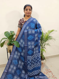 Indigo Linen Cotton with Digital Printed Sarees