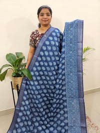 Indigo Linen Cotton with Digital Printed Sarees