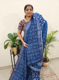 Indigo Linen Cotton with Digital Printed Sarees