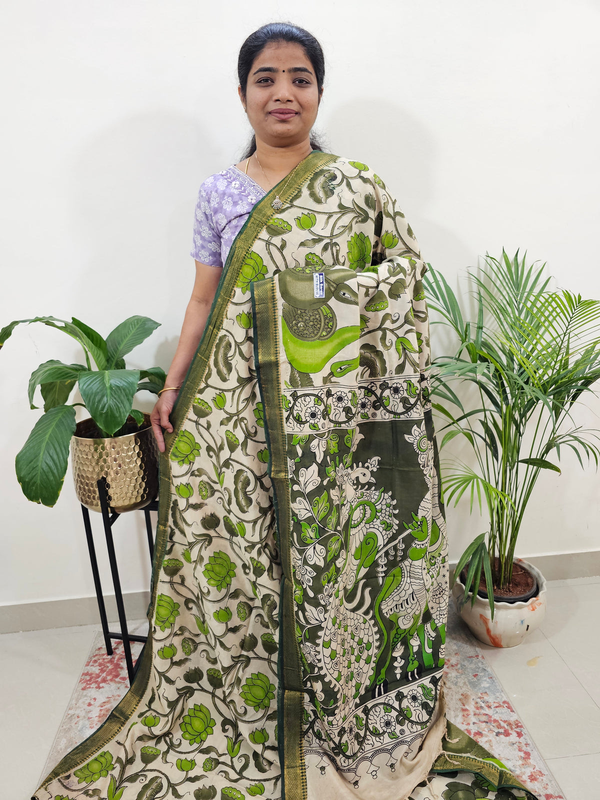 Chennuri Silk Annam & Lotus Pattern - Green