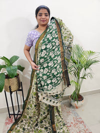 Chennuri Silk Lotus Pattern - Green with Dark Green