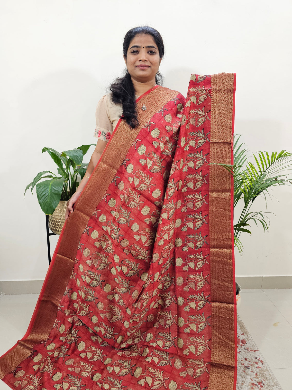 Pure Chanderi Butter Silk - Red
