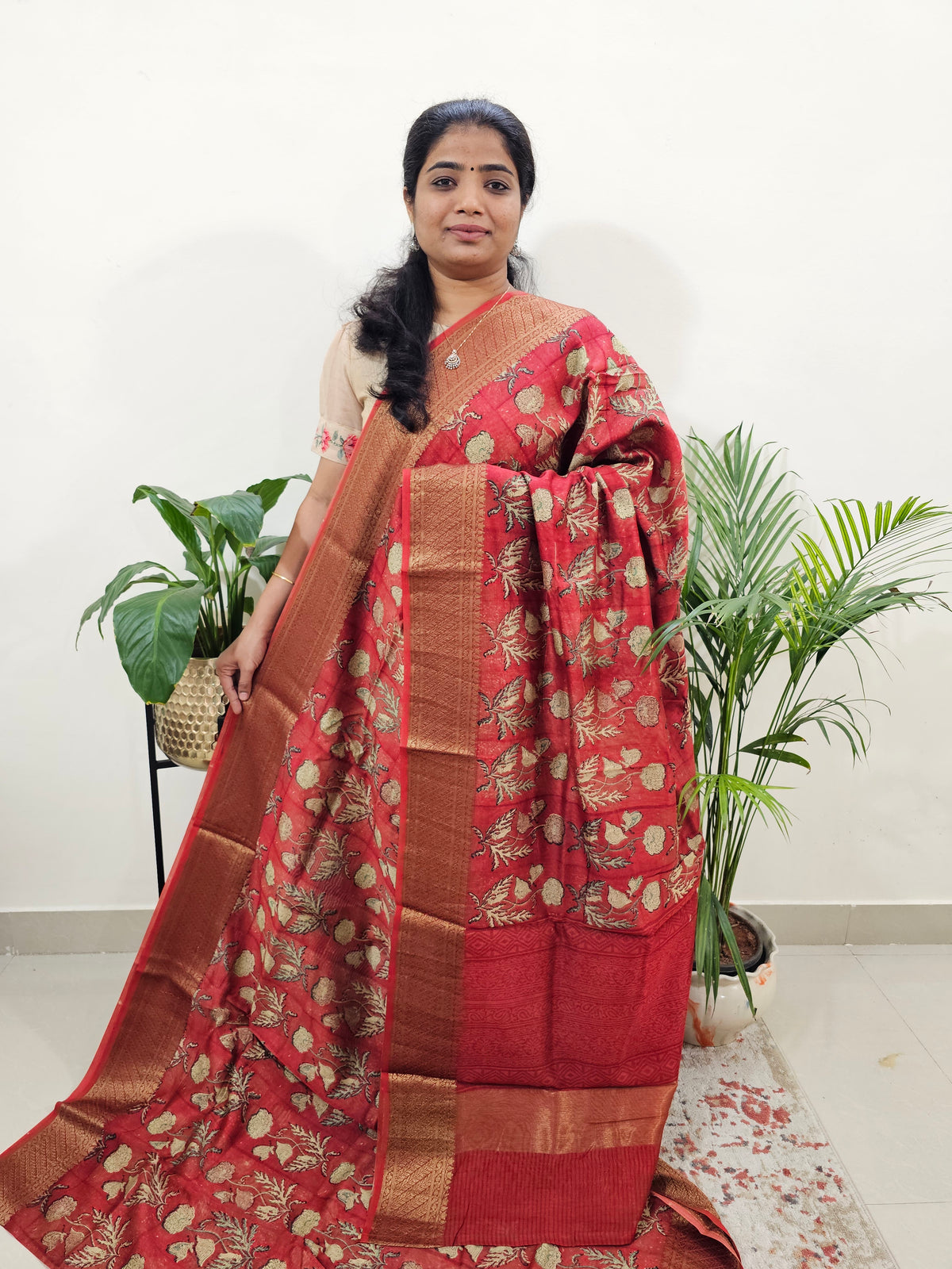 Pure Chanderi Butter Silk - Red
