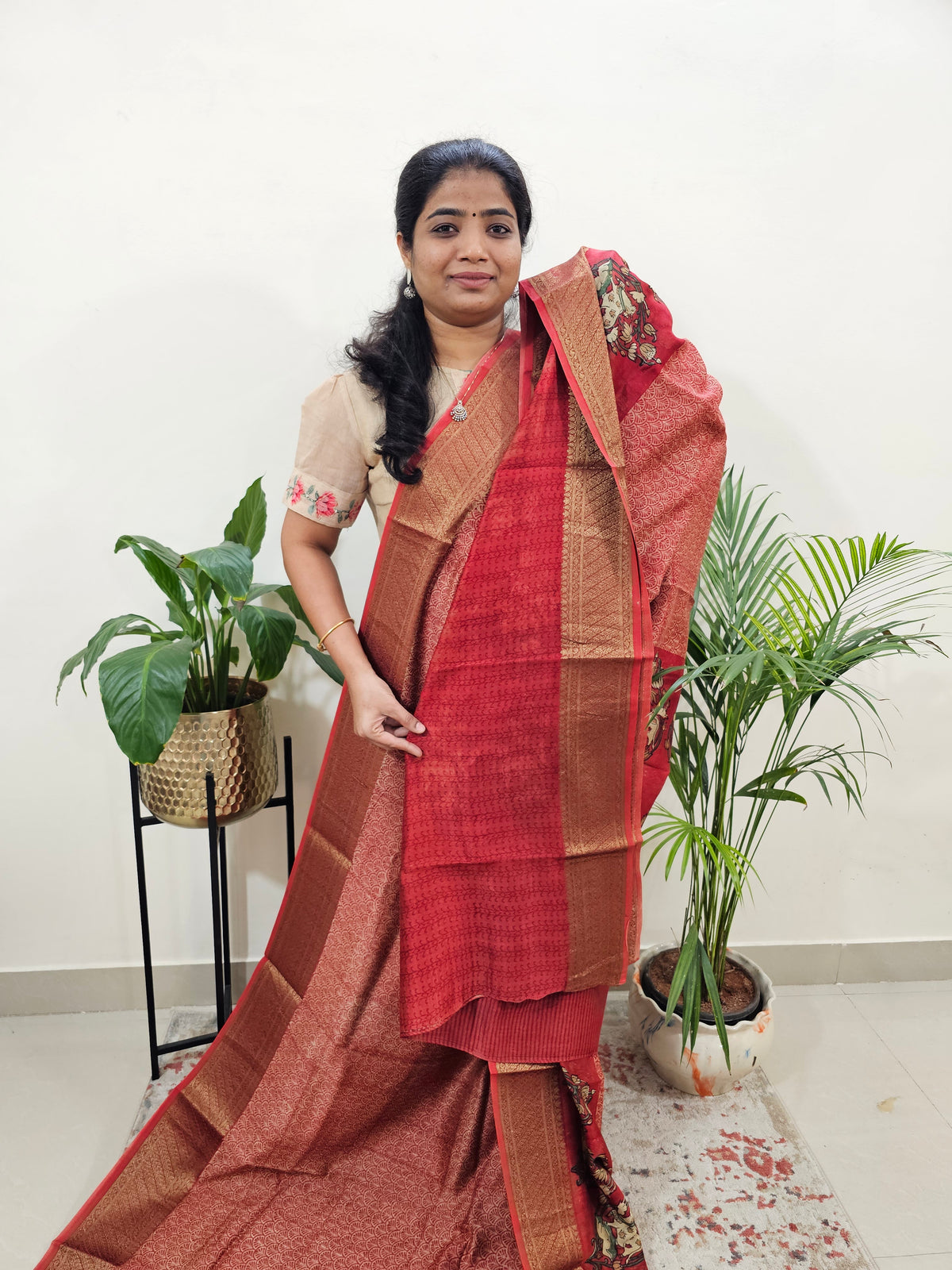 Pure Chanderi Butter Silk - Red