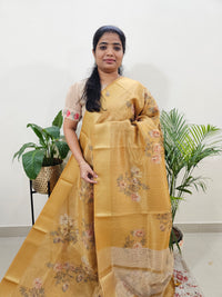 Semi Tussar with Striped Zari Weaving Saree -  Yellow