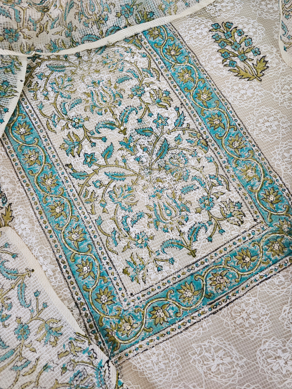 Semi Kota Unstitched Salwar Suit  - Light Sea Green