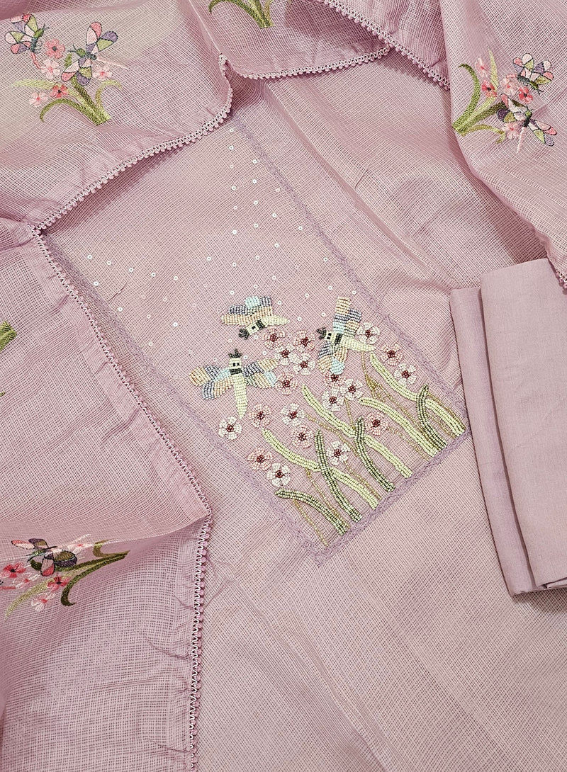 Semi Kota Unstitched Salwar Suit - Lavender