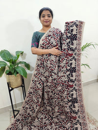 Cotton Kalamkari Saree - Black with Cream