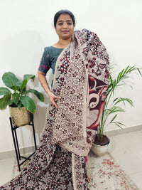 Cotton Kalamkari Saree - Black with Cream